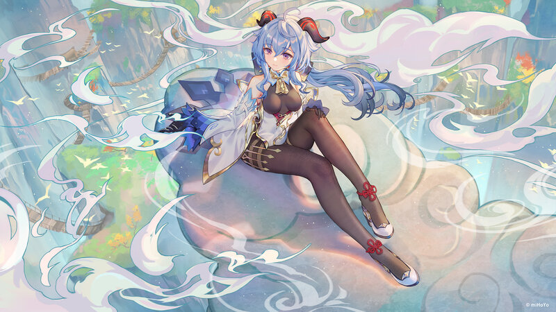 Anime Girl with Blue Hair — Serene, Autumn