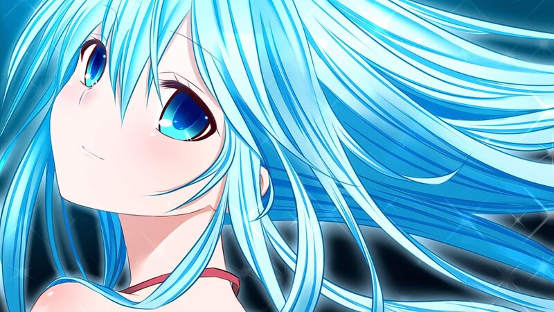Anime Girl with Blue Hair — Serene, Blue Eyes