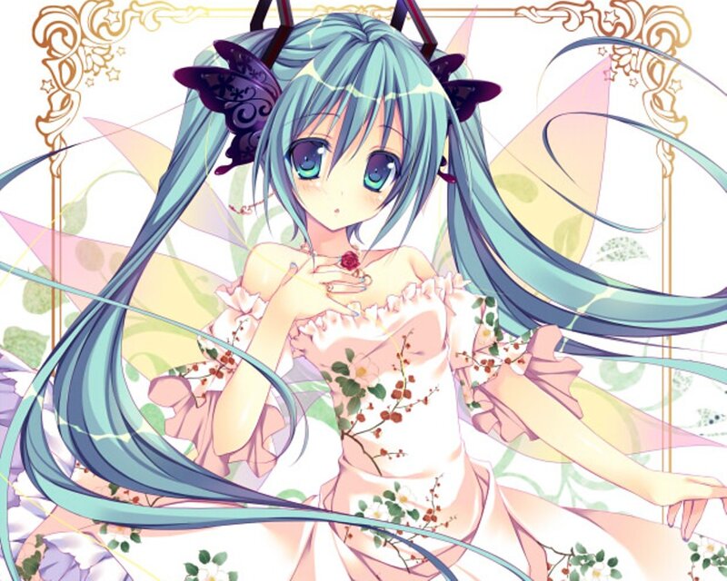 Anime Girl with Blue Hair — Serene, Butterfly Wings