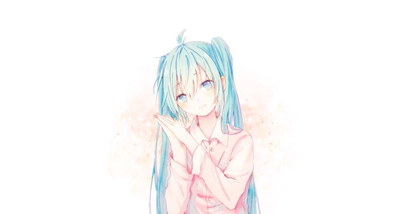 Anime Girl with Blue Hair — Serene, Digital Art, Blush