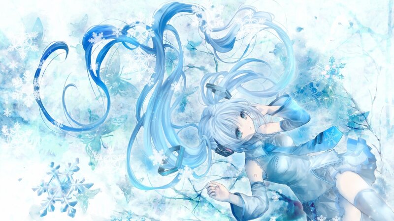 Anime Girl with Blue Hair — Serene, Dreamy
