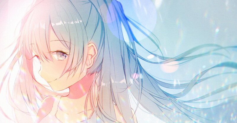 Anime Girl with Blue Hair — Serene, Eyes