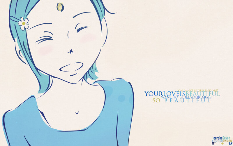 Anime Girl with Blue Hair — Serene, Flower