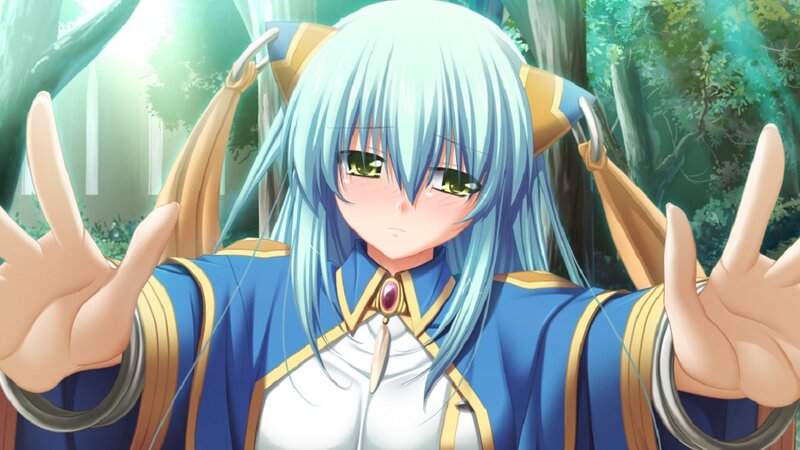 Anime Girl with Blue Hair — Serene, Morning, Forest