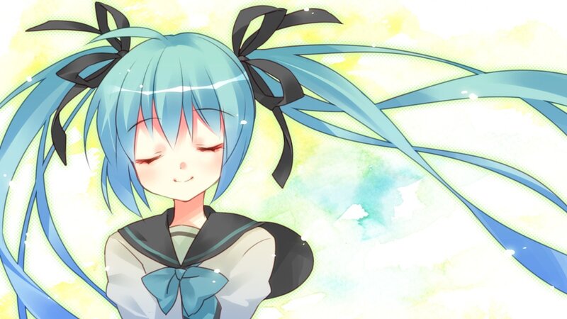 Anime Girl with Blue Hair — Serene, Morning