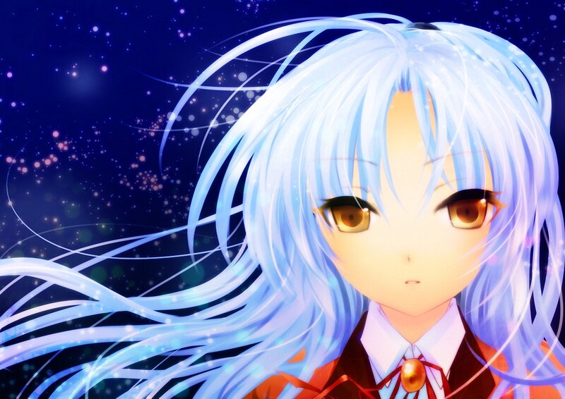 Anime Girl with Blue Hair — Serene, Night, School Uniform