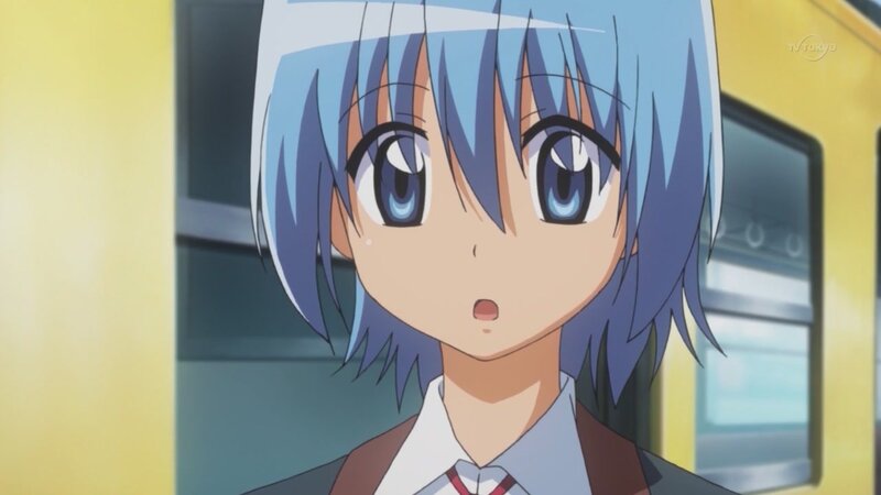 Anime Girl with Blue Hair — Surprised, School Uniform