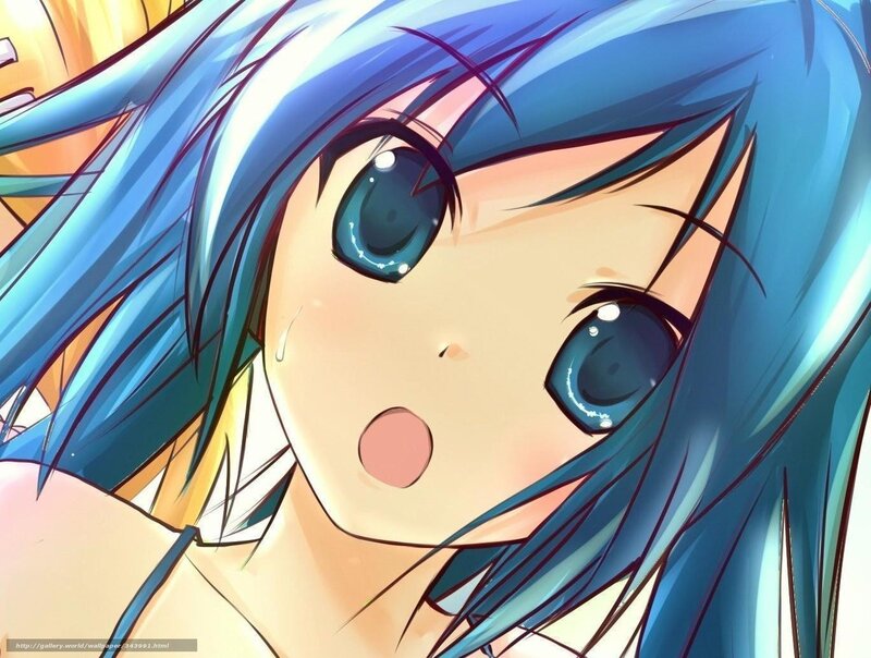 Anime Girl with Blue Hair — Surprised, Tear