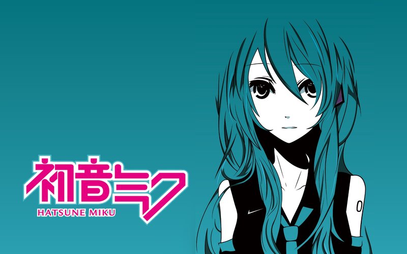 Anime Girl with Blue Hair — Teal, Calm, Text Logo