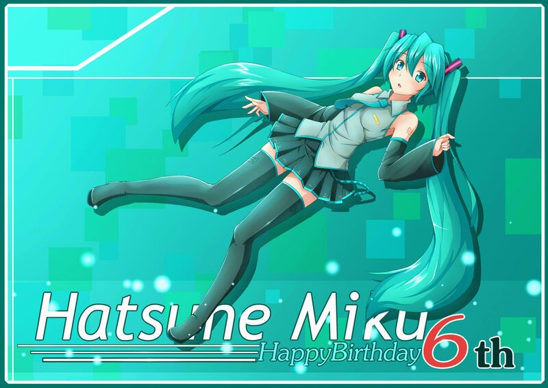 Anime Girl with Blue Hair — Teal, Celebratory