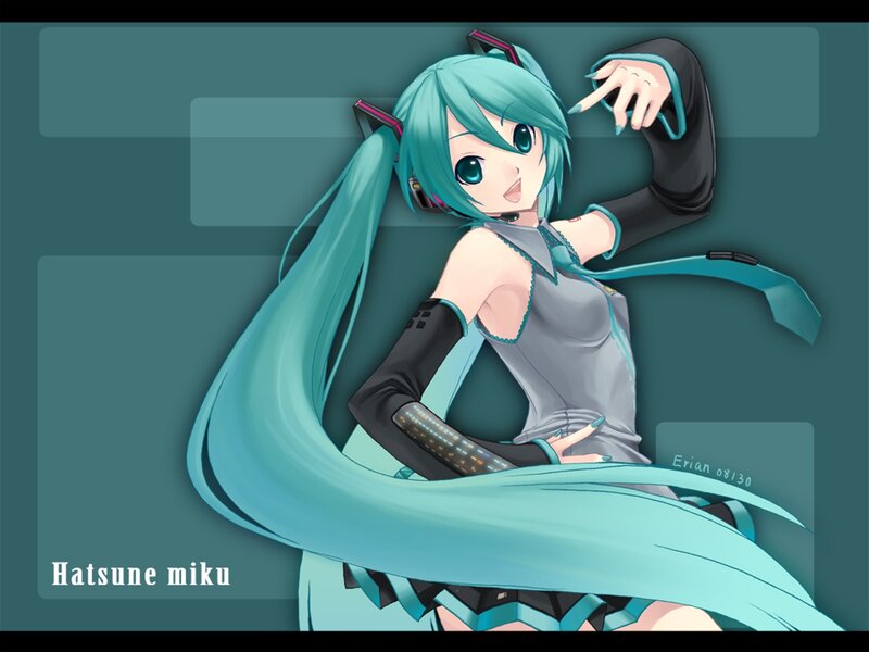 Anime Girl with Blue Hair — Teal, Playful
