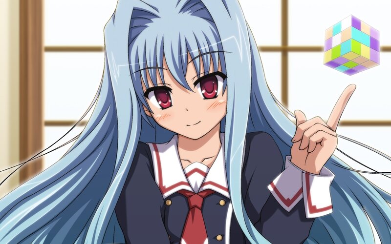 anime girl with blue hair