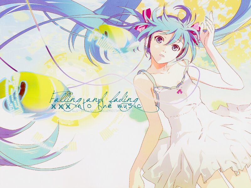 Anime Girl with Blue Hair — White, Dreamy