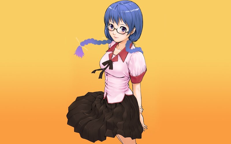 Anime Girl with Blue Hair — Yellow, Calm