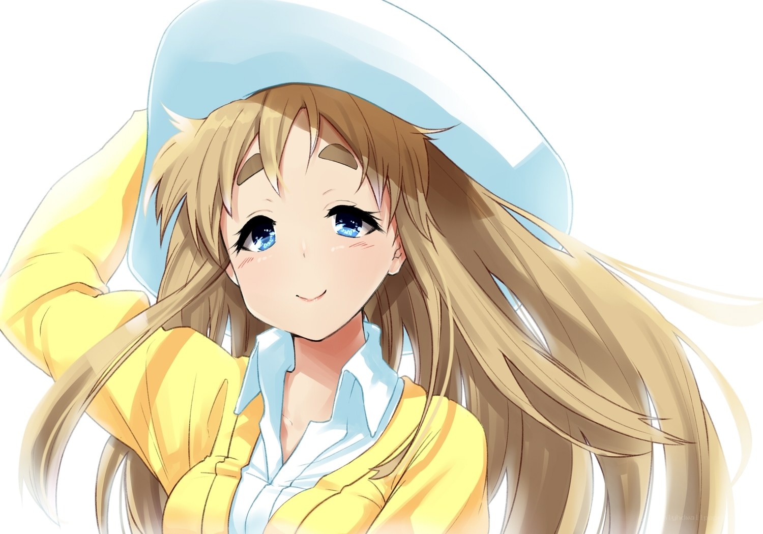 anime girl with blue hat
