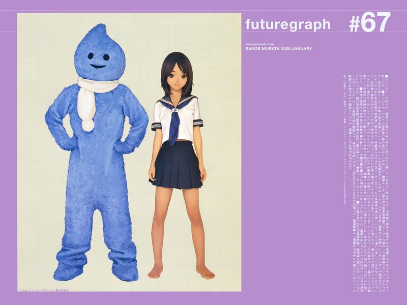 Anime girl with blue mascot