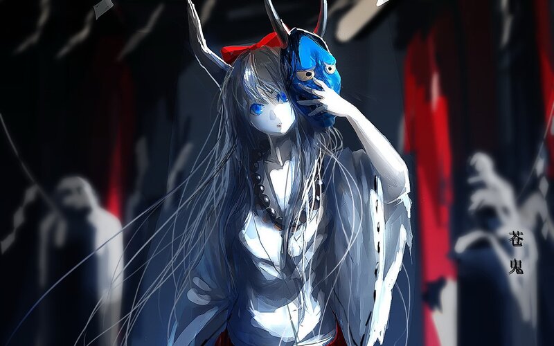 Anime girl with blue mask