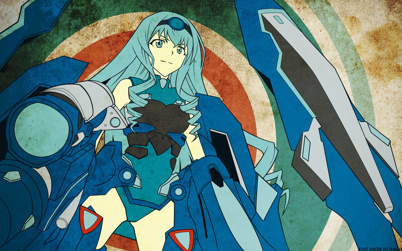 anime girl with blue mech