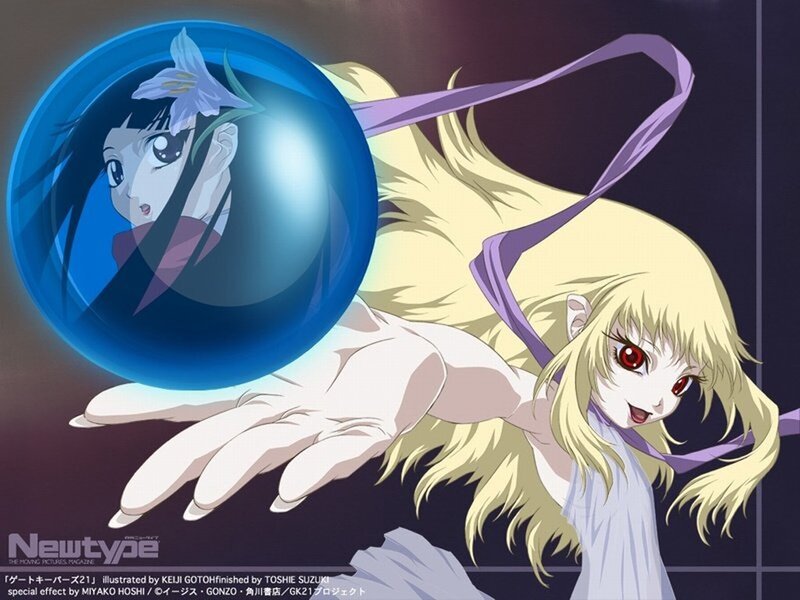 anime girl with blue orb
