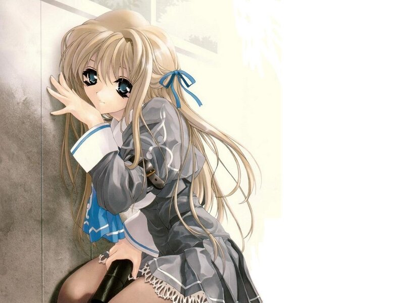 anime girl with blue ribbon
