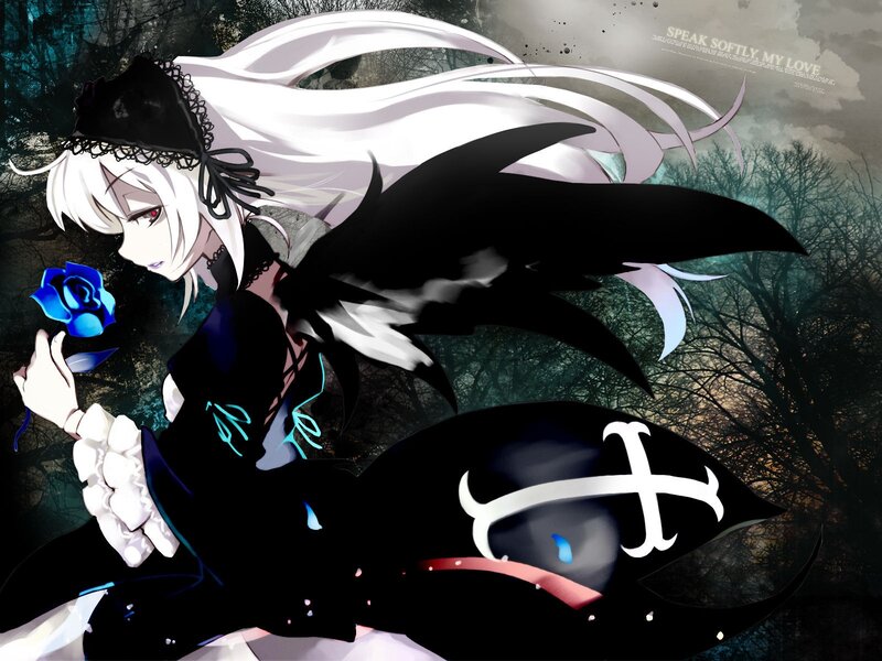 Anime girl with blue rose
