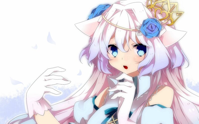 anime girl with blue rose