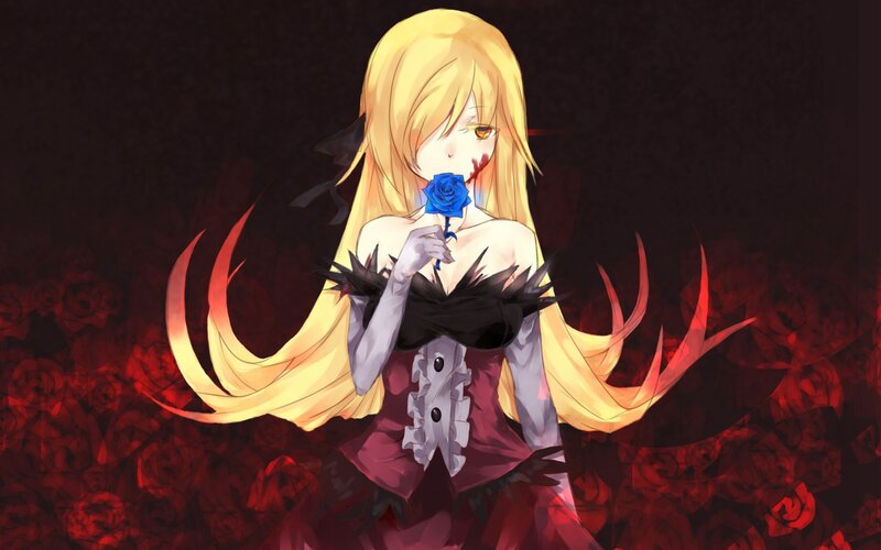 Anime girl with blue rose