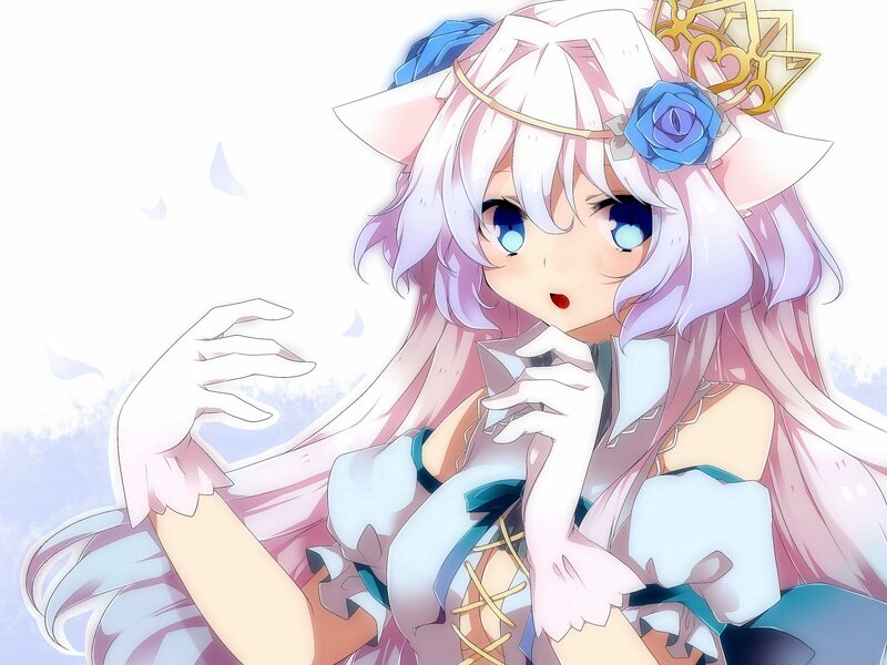 anime girl with blue rose