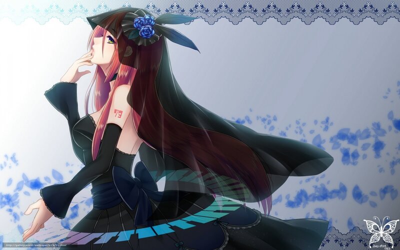 anime girl with blue roses