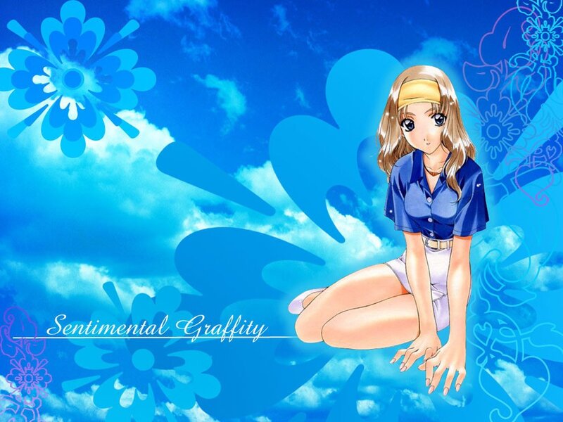 Anime girl with blue sky background