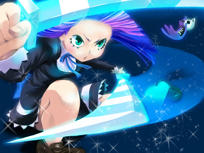 anime girl with blue sword