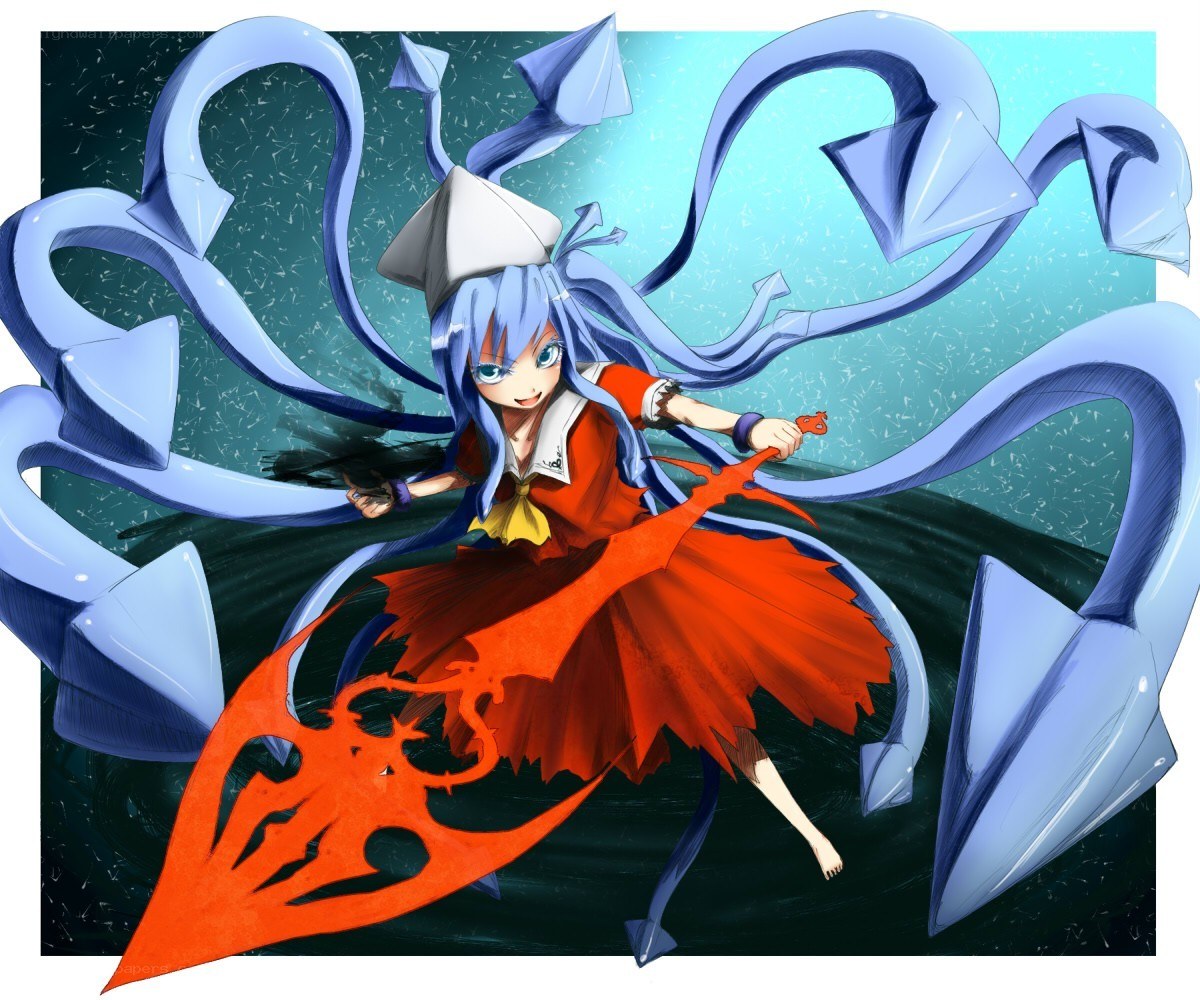 anime girl with blue tentacles