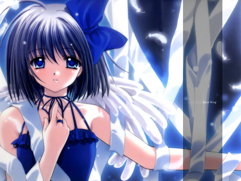 anime girl with blue wings
