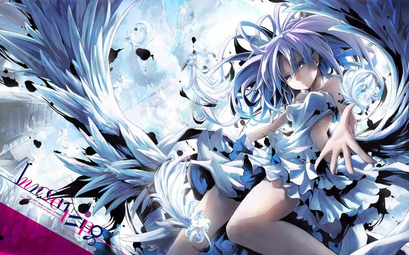 anime girl with blue wings
