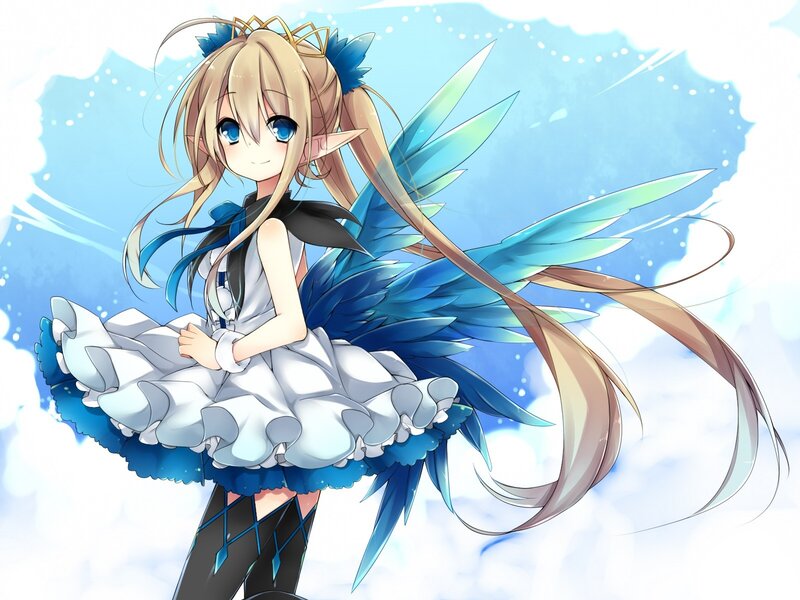 anime girl with blue wings