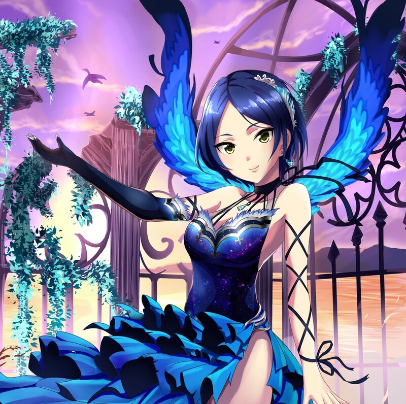 Anime Girl with Blue Wings — Serene