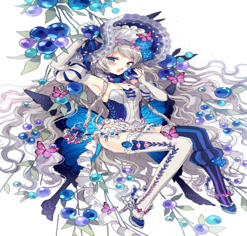 Anime Girl with Blueberries