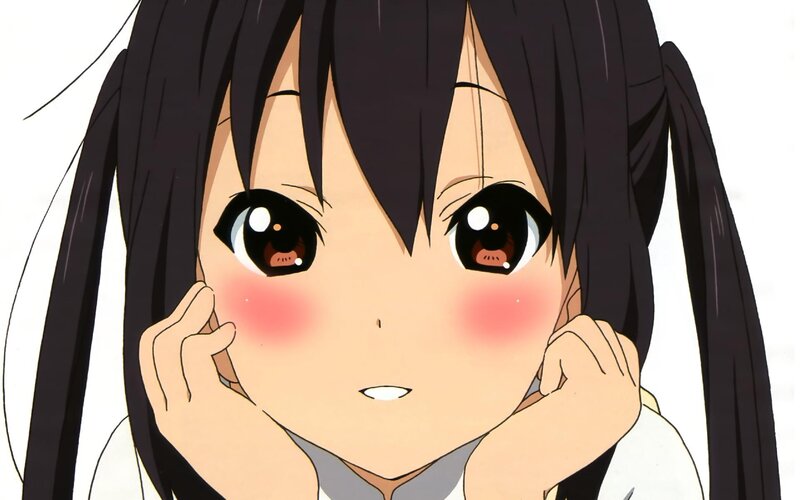 Anime Girl with Blush — Black, Innocent, Eyes