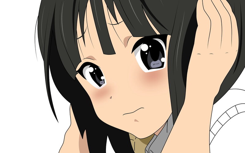 Anime Girl with Blush — Black, Shy