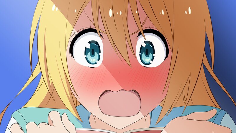 Anime Girl with Blush — Blue, Surprised