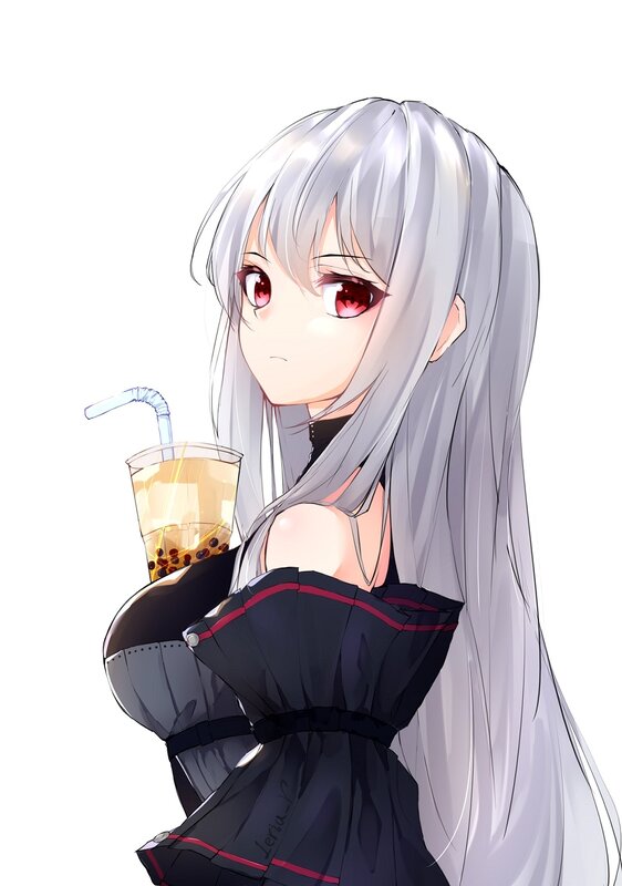 Anime Girl with Boba Tea