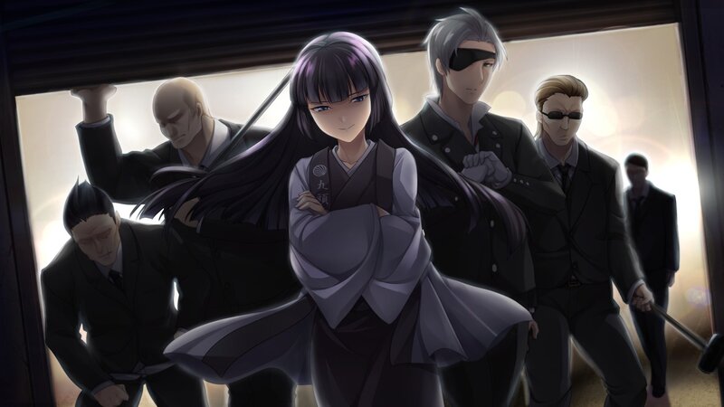 Anime Girl with Bodyguards — Black