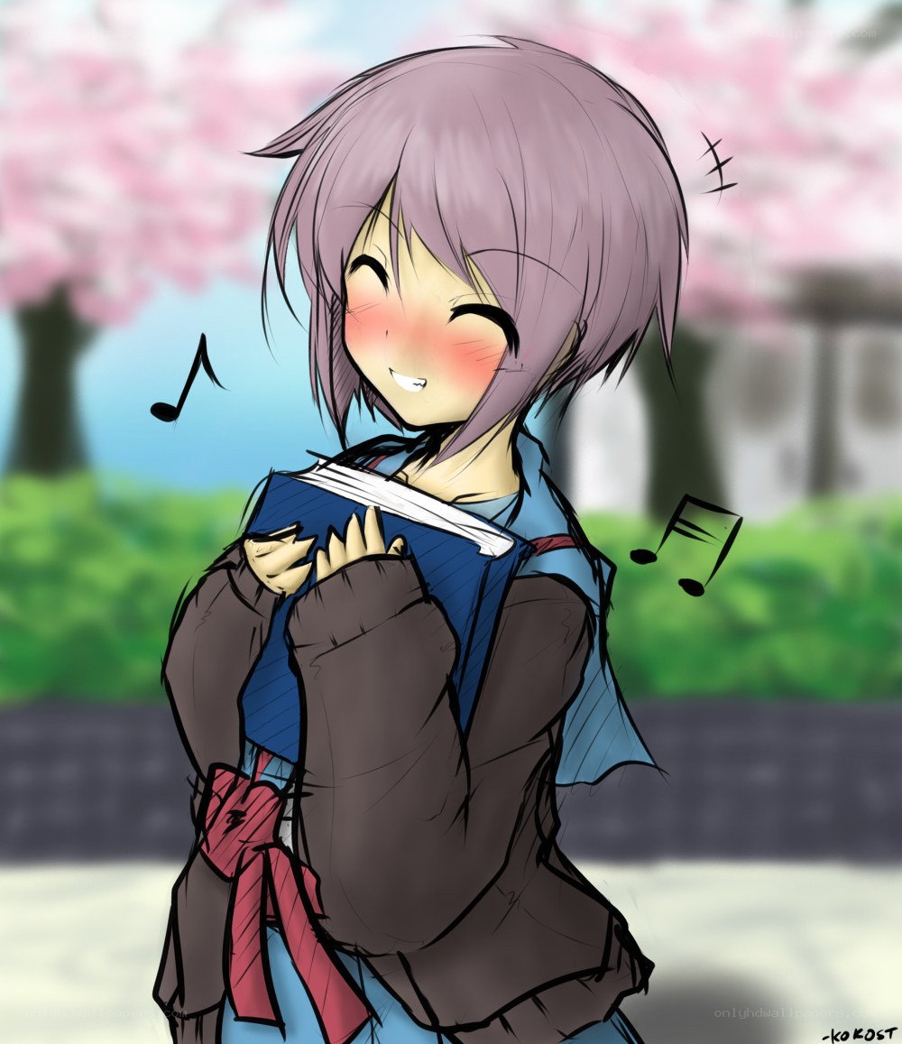 anime girl with book