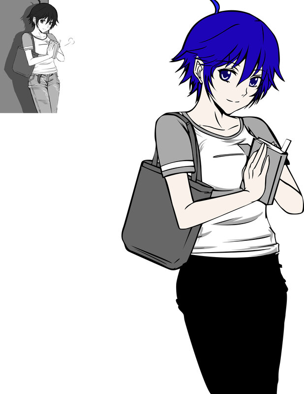 anime girl with book