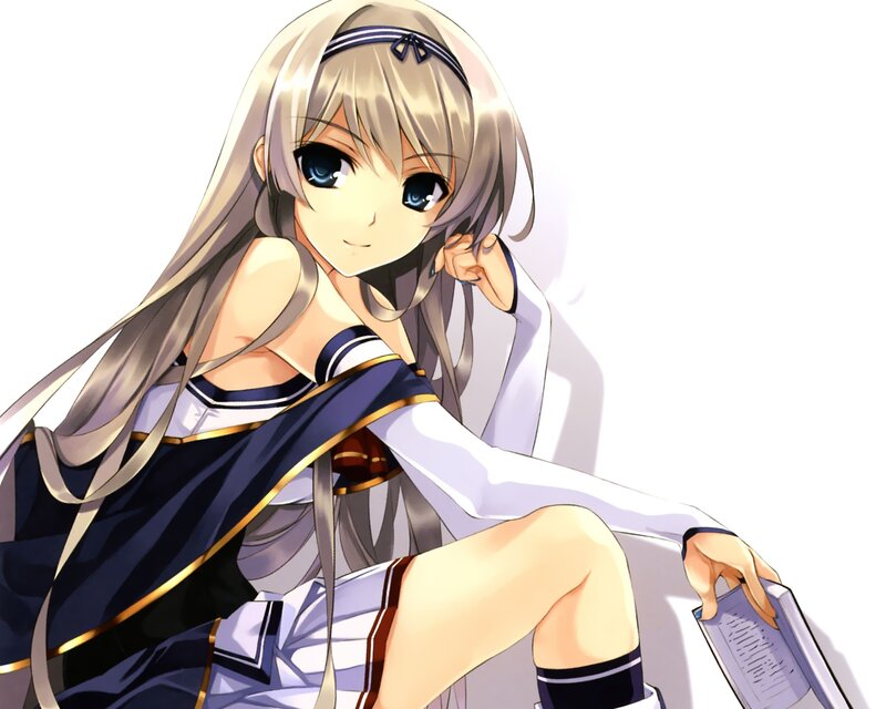 anime girl with book