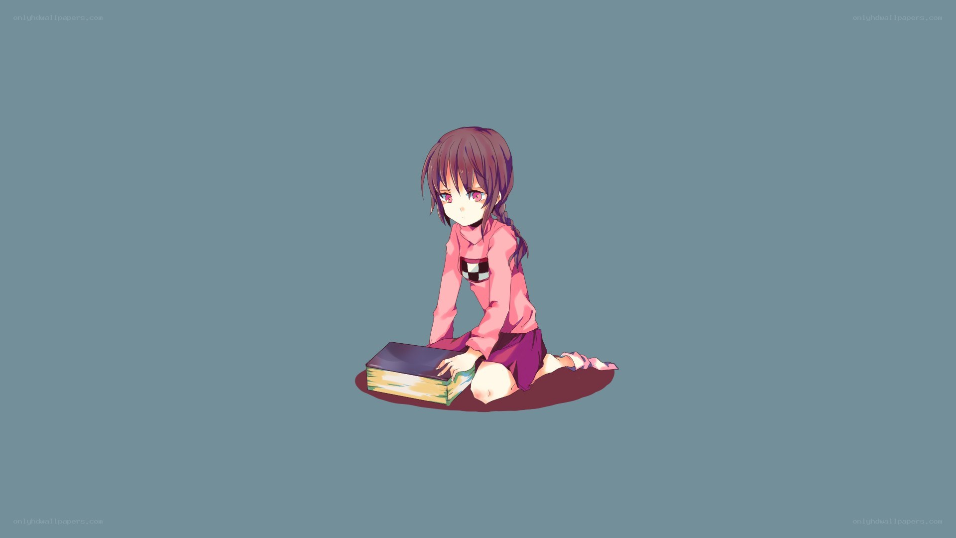 anime girl with book