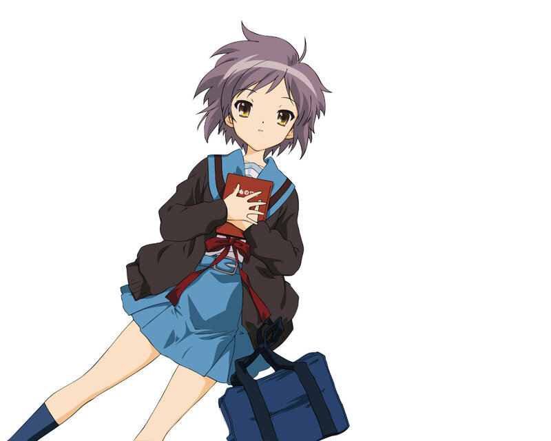 anime girl with book and bag