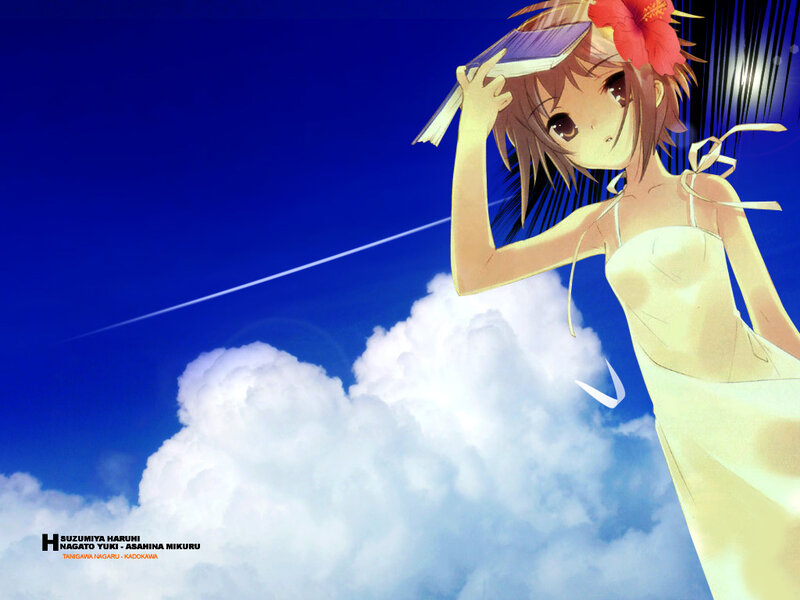 Anime girl with book and flower