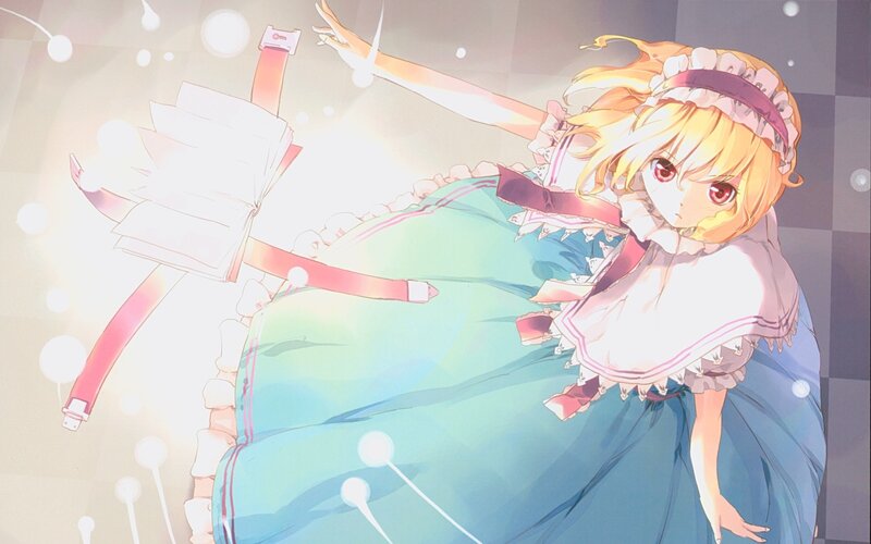 anime girl with book and light