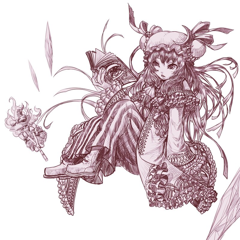 anime girl with book and magic